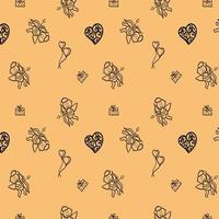 Valentines Seamless Background. Valentine's Day Pattern from doodle hand draw. vector