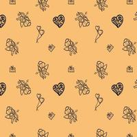 Valentines Seamless Background. Valentine's Day Pattern from doodle hand draw. vector