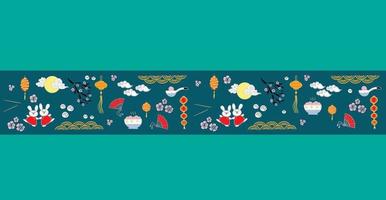 Seamless border pattern of Chinese style design elements vector