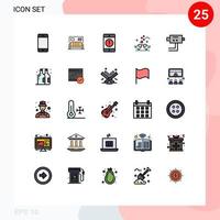 Filled line Flat Color Pack of 25 Universal Symbols of loving hearts service bride error Editable Vector Design Elements