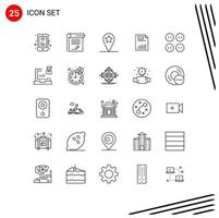 Stock Vector Icon Pack of 25 Line Signs and Symbols for paper finance notebook chart document Editable Vector Design Elements