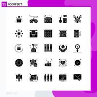 Pictogram Set of 25 Simple Solid Glyphs of hat lab equipment radio chemistry laboratory chemical equipment Editable Vector Design Elements