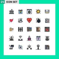 Universal Icon Symbols Group of 25 Modern Filled line Flat Colors of sunlight summer webpage heat stopwatch Editable Vector Design Elements