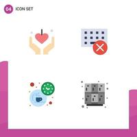 Pack of 4 creative Flat Icons of hands break mother gadget tea Editable Vector Design Elements