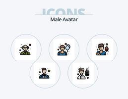 paquete de iconos llenos de línea de avatar masculino 5 diseño de iconos. comunicación. persona. trabajador. hombre. comunidad vector