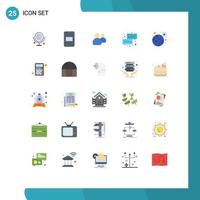 Modern Set of 25 Flat Colors and symbols such as lock chat group message conversation Editable Vector Design Elements