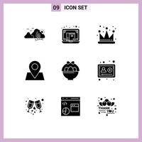 9 Creative Icons Modern Signs and Symbols of basket pointer commerce map empire Editable Vector Design Elements