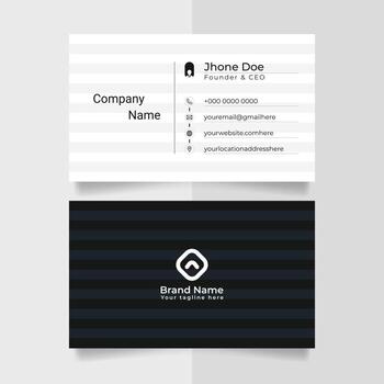 Black modern creative business card and name card, horizontal simple clean template vector design, layout in rectangle size.