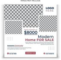 Real Estate Home sale social media post design vector template