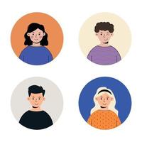 Different hair color head avatar icon cartoon flat style colorful illustration blond brunette brown. People avatar set.Picture character group, social media portrait icon.Portrait icon or silhouette.