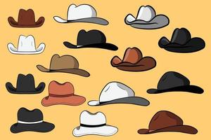 conjunto de gorra de sombreros de vaquero vector