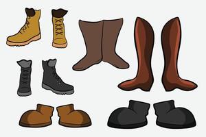 Set Of Boots Footwear Shoes vector