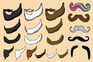 conjunto de barbas bigote hipster hombres vector