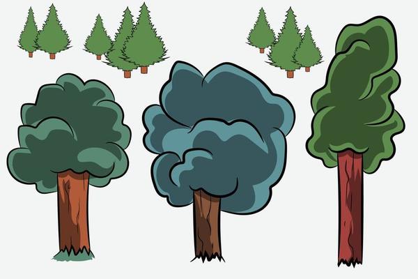 Set Of Trees Forest Nature