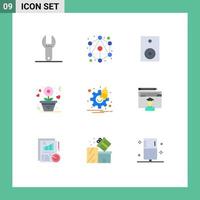 Universal Icon Symbols Group of 9 Modern Flat Colors of settings notification products rose love Editable Vector Design Elements