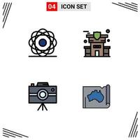 User Interface Pack of 4 Basic Filledline Flat Colors of atom handycam orbit insurance professional camera Editable Vector Design Elements