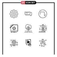 Set of 9 Modern UI Icons Symbols Signs for application app conversation design square Editable Vector Design Elements