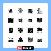 16 User Interface Solid Glyph Pack of modern Signs and Symbols of settings communication clipboard tools industry Editable Vector Design Elements