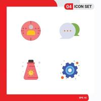 Group of 4 Modern Flat Icons Set for man camping chat cream gear Editable Vector Design Elements