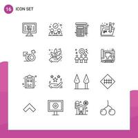 Modern Set of 16 Outlines and symbols such as female symbol tools gender folder Editable Vector Design Elements