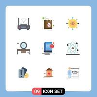 paquete de iconos de vector de stock de 9 signos y símbolos de línea para mesa de espejo tocador compras mesa de belleza elementos de diseño de vector editables modernos