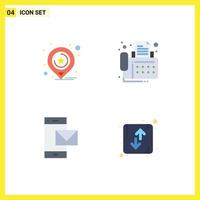 4 Thematic Vector Flat Icons and Editable Symbols of location message business fax phone Editable Vector Design Elements