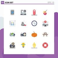 Pack of 16 Modern Flat Colors Signs and Symbols for Web Print Media such as ads egg development easter audiometer Editable Pack of Creative Vector Design Elements