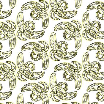 Pattern with sketch bananas isolated on white background vector