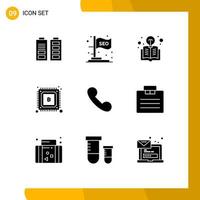 Mobile Interface Solid Glyph Set of 9 Pictograms of incoming power book mining bitcoin Editable Vector Design Elements