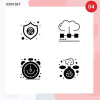 Group of 4 Solid Glyphs Signs and Symbols for arrow clock cancer engine limited Editable Vector Design Elements