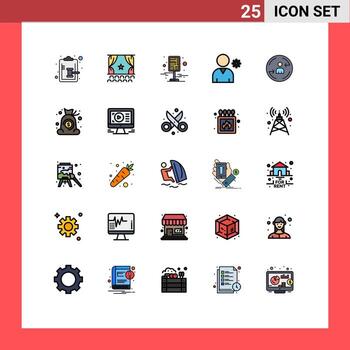 Modern Set of 25 Filled line Flat Colors and symbols such as peturning profile premiere controls pin Editable Vector Design Elements