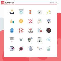 Flat Color Pack of 25 Universal Symbols of office document hourglass attachment time Editable Vector Design Elements