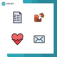 Stock Vector Icon Pack of 4 Line Signs and Symbols for document heart puzzle match beat Editable Vector Design Elements