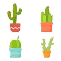 cacti in pots set vector