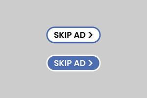Skip ad flat buttons vector illustration on white background