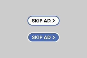 Skip ad flat buttons vector illustration on white background