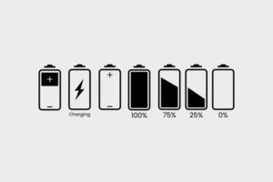 Battery icons set charge level from low to high charge level indicator vector