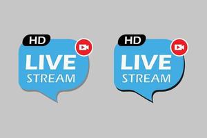 Live stream design set with video icon vector