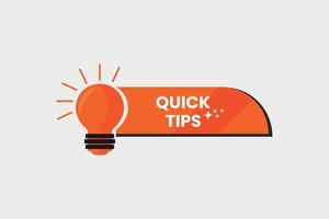 Quick tips design with lightbulb vector