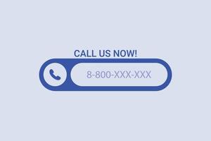 Call us now button. blue mobile call with subscriber number vector