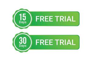 15 Days and 30 days free trial element design. vector