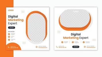 Corporate Orange Social media post design template, business marketing post design layout, Company profile post bundle vector