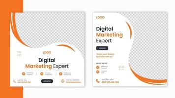 Corporate Orange Social media post design template, business marketing post design layout, Company profile post bundle vector