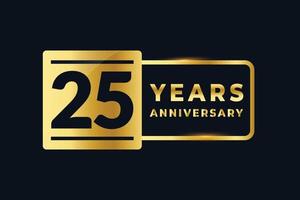 Diseño dorado de celebración de aniversario de 25 años. vector