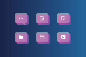 Gradient glassmorphism elements and icons set for vector illustration
