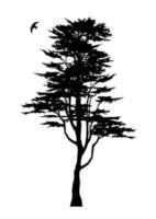 Tree silhouette and eagle vector isolated on white background