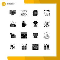 16 Universal Solid Glyph Signs Symbols of food upload table cloud web Editable Vector Design Elements