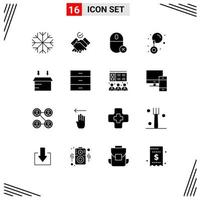 Mobile Interface Solid Glyph Set of 16 Pictograms of cabinet logistic gadget box earrings Editable Vector Design Elements