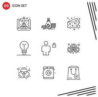 9 Outline concept for Websites Mobile and Apps body process money idea food Editable Vector Design Elements
