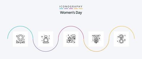 paquete de iconos de la línea 5 del día de la mujer que incluye baño. ganador. mujeres. medalla. celebrar vector